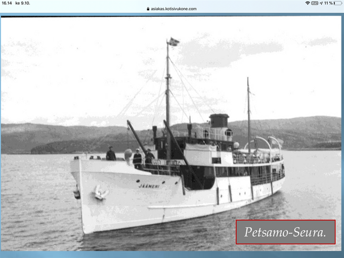 Jäämeri-laiva. Kuvan lähde on Petsamo-Seura.