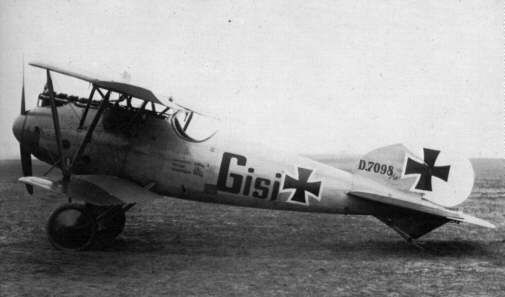 Saksalainen Albatros D.V hävittäjä vuonna 1917. Se oli berliiniläisen lentokonetehtaan ”Albatros Flugzeugwerke GmbH” tuote.  Kuvan lähde on Wikipedia.
