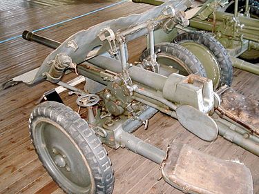 Ruotsalainen panssarintorjuntatykki Bofors 37mm Parolan panssarimuseossa. Se oli tarkoitettu alun perin kenttätykiksi.  Kuvan lähde on Wikipedia.