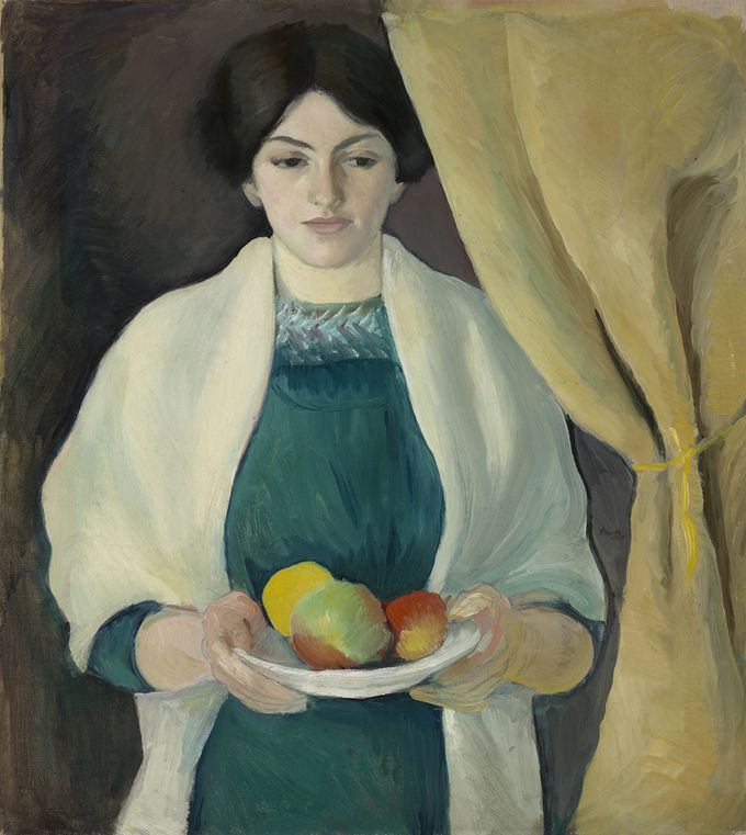 Taulu 7. August Macke: Portrait with Apples (Porträt mit Äpfeln). Kuvan lähde on Wikimedia.org.